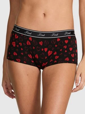Majtki Boyshort z Bawełny z Logo Victoria's Secret Czarny
