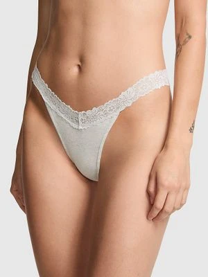 Majtki Cotton Lace-Trim Thong Victoria's Secret