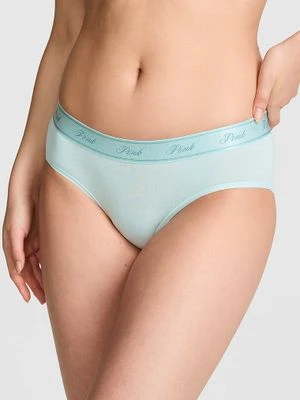 Majtki hiphugger z logo Victoria's Secret Niebieski