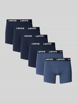 Majtki i obcisłe bokserki z elastycznym pasem z logo w zestaw 6 par model 'LOGO BOXER' Levi's Granatowy