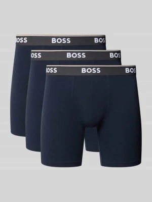 Majtki i obcisłe bokserki z mieszanki bawełny w zestaw 3 szt. model 'Power' Boss Granatowy