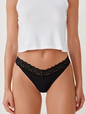 Majtki tanga ze wstawkami koronki Etam