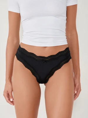 Majtki typu tanga z dodatkiem koronki Etam
