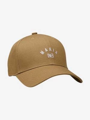 Makia czapka z daszkiem bawełniana Brand Cap kolor brązowy z aplikacją Brand Cap U82071 690 U82071-690