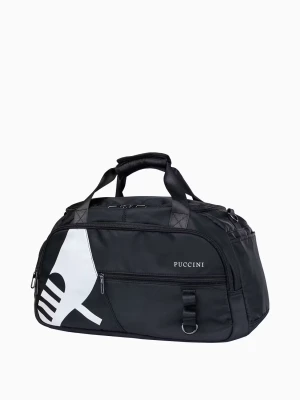 Mała czarna torba sportowa z kieszeniami Puccini