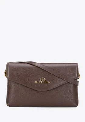 Mała damska listonoszka ze skóry naturalnej dwukomorowa brązowa Wittchen