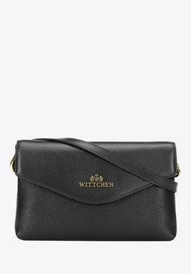 Mała damska listonoszka ze skóry naturalnej dwukomorowa czarna Wittchen