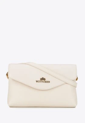 Mała damska listonoszka ze skóry naturalnej dwukomorowa kremowa Wittchen