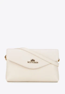 Mała damska listonoszka ze skóry naturalnej dwukomorowa kremowa Wittchen