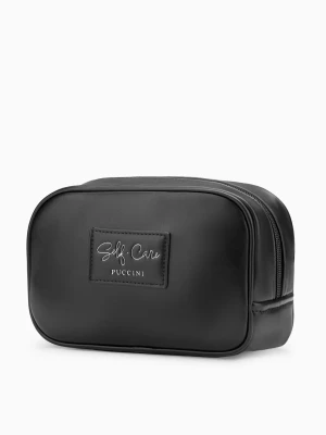 Mała kosmetyczka czarna ze skóry ekologicznej Puccini