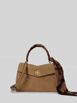 Mała listonoszka z licowej skóry cielęcej z detalem z chustą model 'FARRAH' Lauren Ralph Lauren Camel