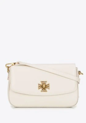 Mała listonoszka ze skóry naturalnej z ozdobnym zapięciem kremowa Wittchen