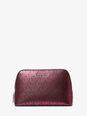 Mała metaliczna kosmetyczka podróżna Jet Set z charakterystycznym logo MICHAEL Michael Kors