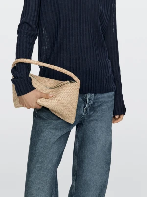 Mała Pleciona Torebka Na Ramię Ze Skóry - Surowy - - Massimo Dutti - Kobieta