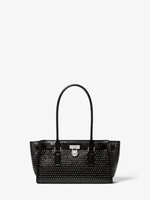 Mała skórzana torba Hamilton Moderne z ozdobnymi przelotkami Michael Kors CZARNY (Czarny)