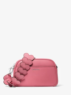 Mała skórzana torebka Jet Set typu camera bag z paskiem w serca do przewieszenia przez ramię Michael Kors PALISANDER (Różowy)