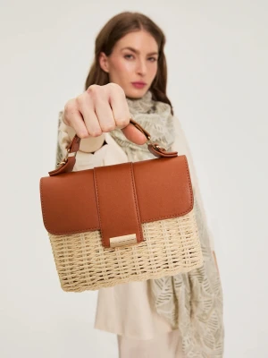 Mała słomkowa torebka beżowa Moodo