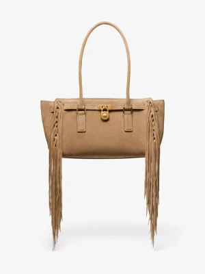 Mała torba Hamilton Moderne z frędzlami z zamszu Michael Kors ŁUPINA (Naturalny)