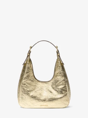 Mała torba hobo na ramię Nolita z metalicznej skóry z efektem spękania Michael Kors BLADOZŁOTY (Złoty)