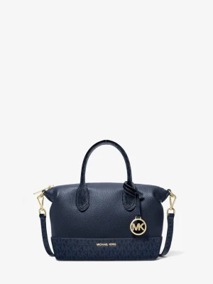 Mała torba Hyde ze skóry groszkowej z charakterystycznym logo Michael Kors GRANATOWY (Niebieski)