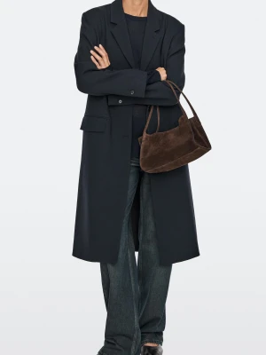Mała Torba Na Ramię Z Zamszowej Skóry - Norkowy - Massimo Dutti - Female