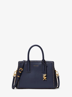 Mała torba skórzana Laila z ćwiekami Michael Kors NIEBIESKI FORMALNY (Niebieski)