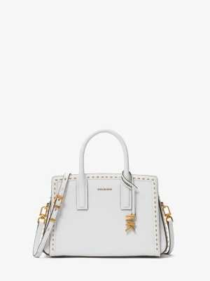 Mała torba skórzana Laila z ćwiekami Michael Kors OPTYCZNA BIEL (Biały)
