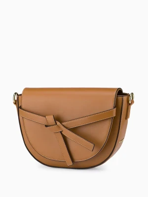 Mała torebka damska z ozdobnym węzłem brązowa  Puccini