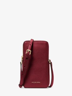 Mała torebka do przewieszenia przez ramię Jet Set ze skóry groszkowej na smartphona Michael Kors CIEMNOCZERWONY (Czerwony)