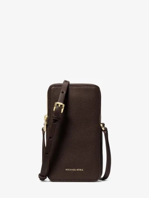 Mała torebka do przewieszenia przez ramię Jet Set ze skóry groszkowej na smartphona Michael Kors CZEKOLADOWY (Brązowy)