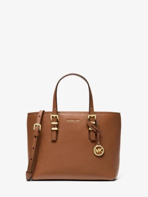 Mała torebka do przewieszenia przez ramię Quinn z groszkowej z odpinanym paskiem Michael Kors BRĄZOWY (Brązowy)