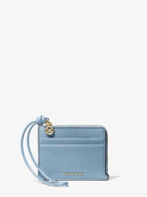 Mała torebka na nadgarstek na karty Jet Set ze skóry groszkowej Michael Kors CHAMBRAY (Niebieski)
