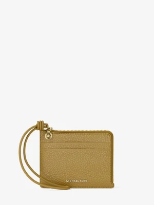 Mała torebka na nadgarstek na karty Jet Set ze skóry groszkowej Michael Kors CHARTREUSE (Zielony)