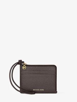 Mała torebka na nadgarstek na karty Jet Set ze skóry groszkowej Michael Kors CZEKOLADOWY (Brązowy)
