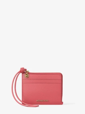 Mała torebka na nadgarstek na karty Jet Set ze skóry groszkowej Michael Kors JASNOJAGODOWY SORBET (Różowy)