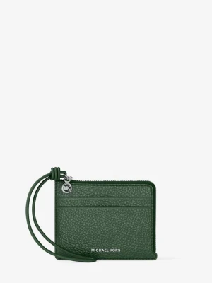 Mała torebka na nadgarstek na karty Jet Set ze skóry groszkowej Michael Kors MECH (Zielony)