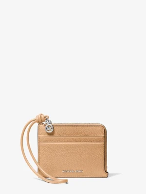 Mała torebka na nadgarstek na karty Jet Set ze skóry groszkowej Michael Kors ORZECHOWY (Brązowy)
