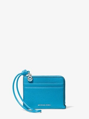 Mała torebka na nadgarstek na karty Jet Set ze skóry groszkowej MICHAEL Michael Kors