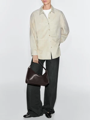 Mała Torebka Na Ramię Ze Skóry Nappa - Brązowy - - Massimo Dutti - Kobieta