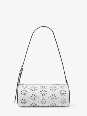 Mała torebka typu barrel Izzy ze skóry groszkowej Michael Kors OPTYCZNA BIEL (Biały)