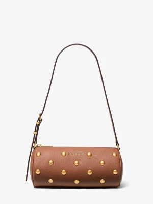 Mała torebka typu barrel Izzy ze skóry groszkowej z ćwiekami Michael Kors BRĄZOWY (Brązowy)
