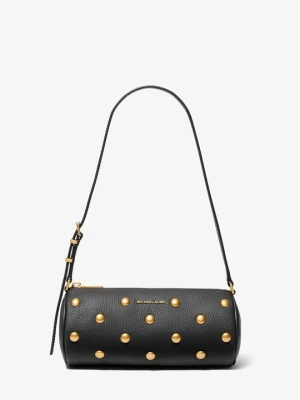 Mała torebka typu barrel Izzy ze skóry groszkowej z ćwiekami Michael Kors CZARNY (Czarny)
