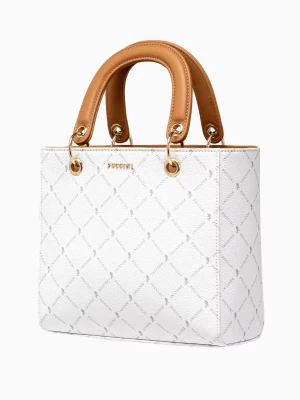 Mała torebka typu kuferek w biały monogram Puccini