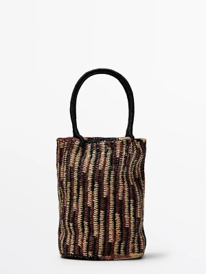 Mała Torebka Worek Z Rafii - Ceglany - Massimo Dutti - Female