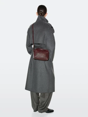 Mała Torebka Z Plecionej Skóry Nappa - Bordowy - - Massimo Dutti - Kobieta