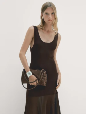 Mała Torebka Ze Skóry Nappa Z Przegródkami - Skórzany - - Massimo Dutti - Kobieta