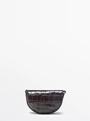 Mała Torebka Ze Skóry Z Efektem Krokodylej Skóry - Brązowy - Massimo Dutti - Female