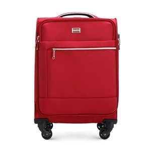 Mała walizka miękka z błyszczącym suwakiem z przodu czerwona Wittchen