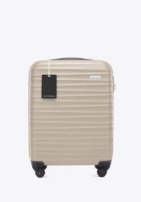 Mała walizka z ABS-u i identyfikator z logo beżowa Wittchen