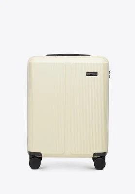 Mała walizka z ABS-u w drobne paski kremowa Wittchen